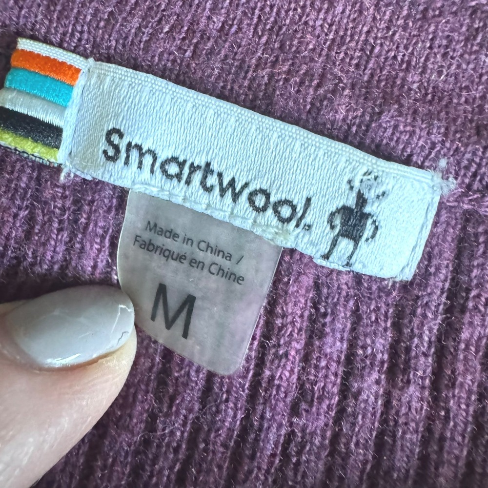 Smartwool Merino Wool Blend Colorblock Ribbed Sweater top Purple Gray Womens M - Picture 5 of 7